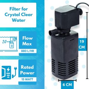 Aquarium Filter, 4 in 1 High Power Oxygen Filteration System, Low Power Consumption