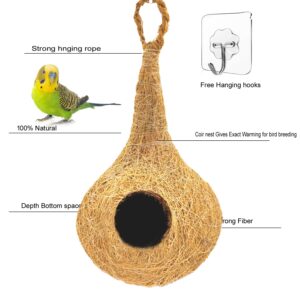 Natural bhaya Bird nest for Cages and breeding for All Medium,Small Birds with self adheshive Hanging Hooks Pack of 2