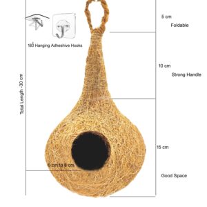 Natural bhaya Bird nest for Cages and breeding for All Medium,Small Birds with self adheshive Hanging Hooks Pack of 2