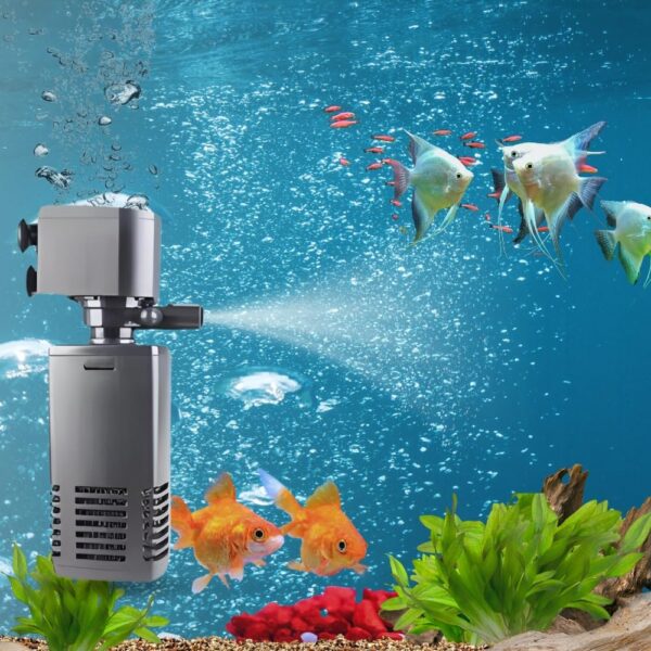 Exshanich Aquarium Internal Filter 4 in 1 High Power Oxygen Filteration System 1500F Green Series 50% Energy Saving, 15w AC 220 240V MAX Output 880L/H, 1 Piece