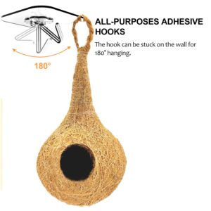 Natural bhaya Bird nest for Cages and breeding for All Medium,Small Birds with self adheshive Hanging Hooks Pack of 2