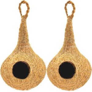 Natural bhaya Bird nest for Cages and breeding for All Medium,Small Birds with self adheshive Hanging Hooks Pack of 2