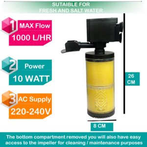 SOBO FK-1002 3 in 1 Filtration Pump Submersible Aquarium Internal Filter