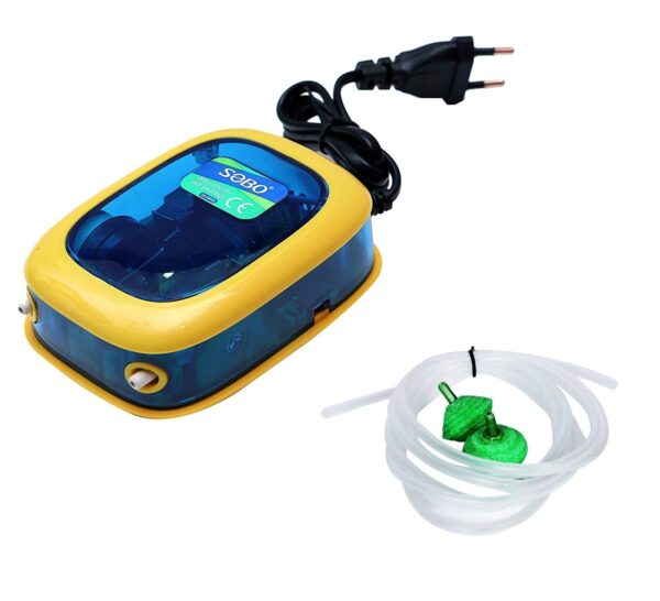 Plastic Aquarium 2 Nozzle Air Pump with 3 Meter Pipe and 2 Air Stones (Sobo SB-9905A)