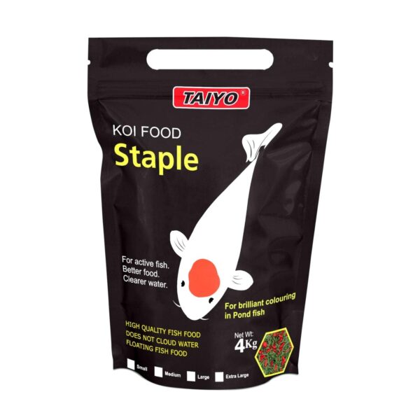 TAIYO Koi Staple Fish Food, A Complete Nutrition for Koi and Other Tropical Fishes, Enriched with Protein, Staple Diet for Growth, Color & Longevity, 4 kg