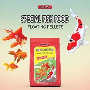 TAIYO Special Aquarium Fish Food with Fortified Formula and a Floating Pellet for all Tropical Varieties, Size 1.2 mm, 1Kg